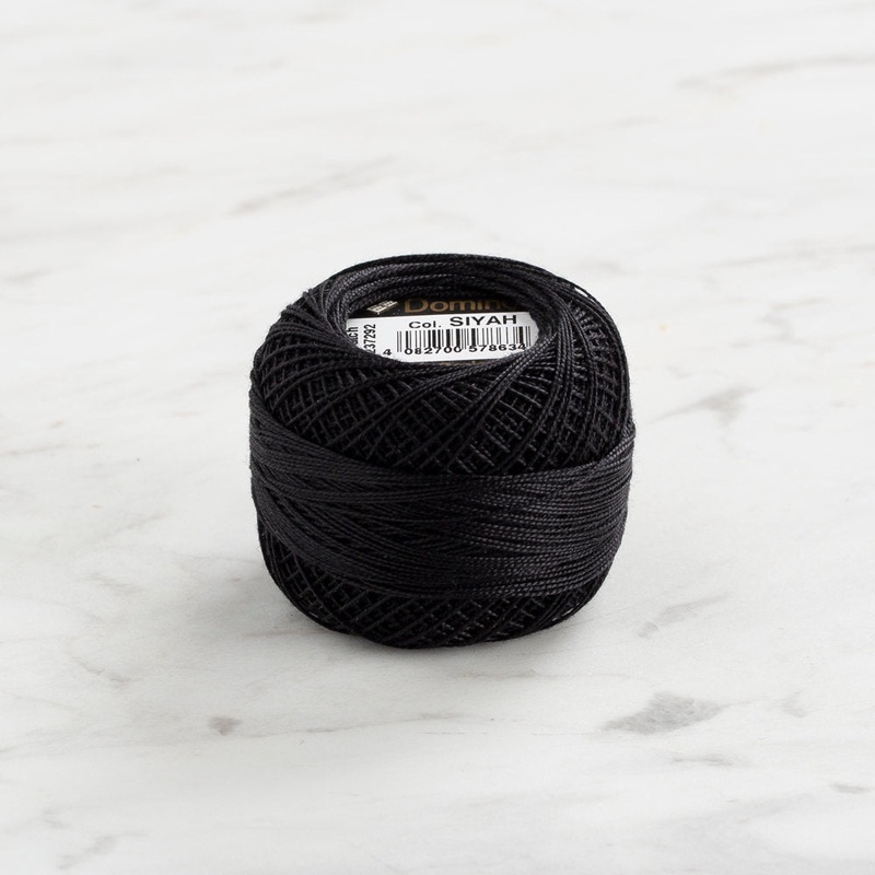 Domino Cotton Perle Size 12 Embroidery Thread (5 g), Black- 4590012-Black