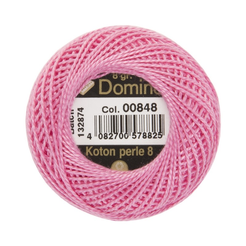 Domino Cotton Perle Size 8 Embroidery Thread (8 g), Pink – 4598008-00848