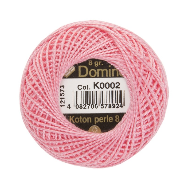 Domino Cotton Perle Size 8 Embroidery Thread (8 g), Pink – 4598008-K0002