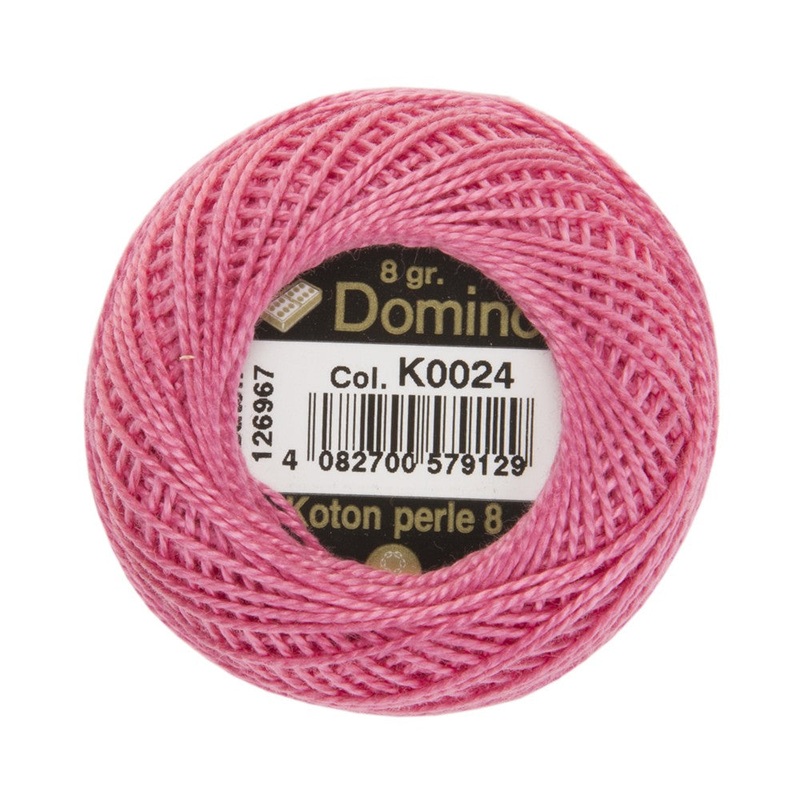 Domino Cotton Perle Size 8 Embroidery Thread (8 g), Pink – 4598008-K0024
