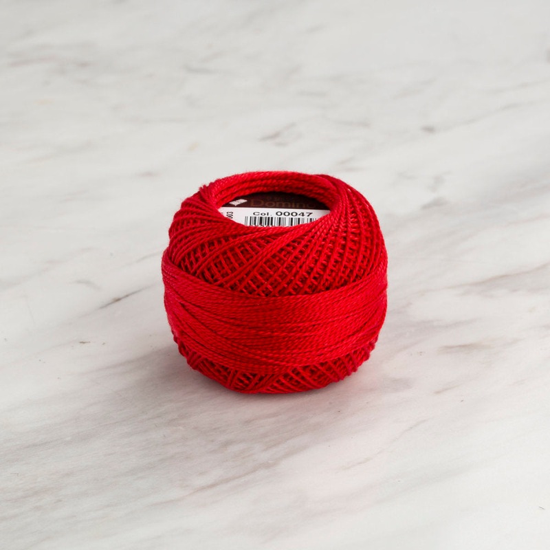 Domino Cotton Perle Size 8 Embroidery Thread (8 g), Red – 4598008-00047