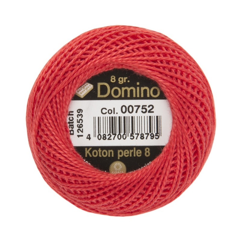 Domino Cotton Perle Size 8 Embroidery Thread (8 g), Red – 4598008-00752