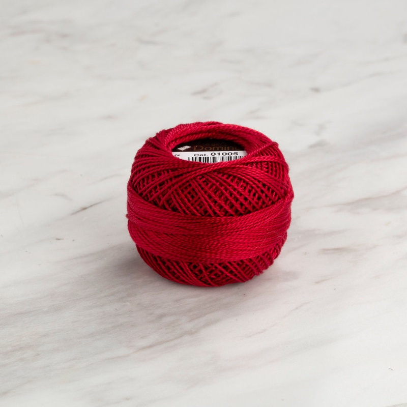 Domino Cotton Perle Size 8 Embroidery Thread (8 g), Red – 4598008-01005