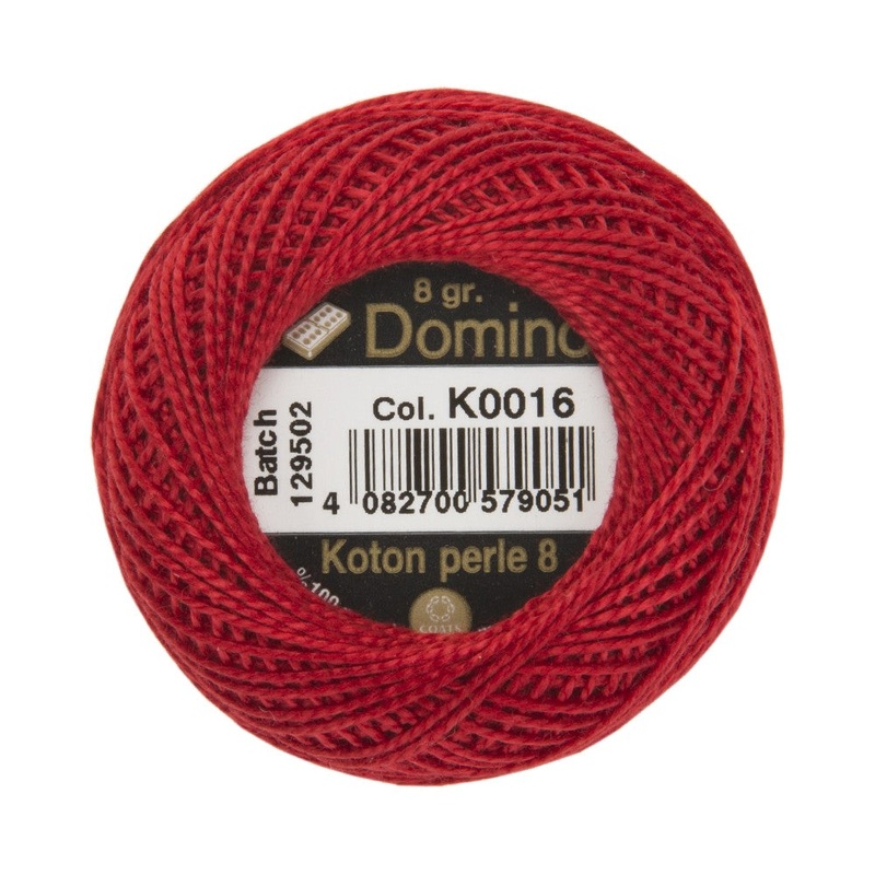Domino Cotton Perle Size 8 Embroidery Thread (8 g), Red – 4598008-K0016