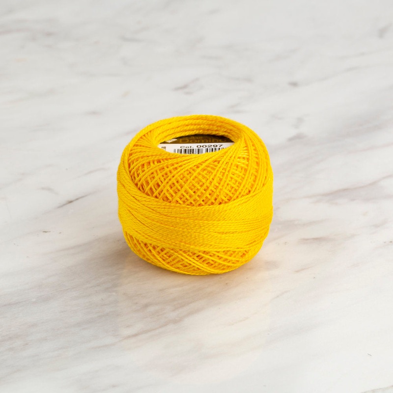 Domino Cotton Perle Size 8 Embroidery Thread (8 g), Yellow – 4598008-00297