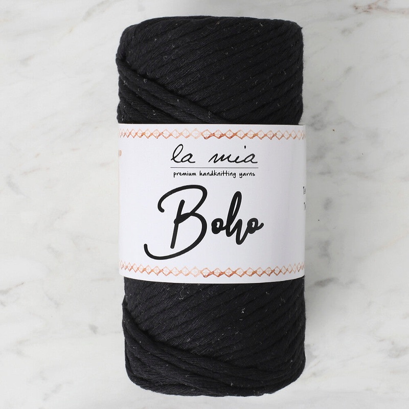 La Mia Boho Cotton Macrame Cord, Black – L006