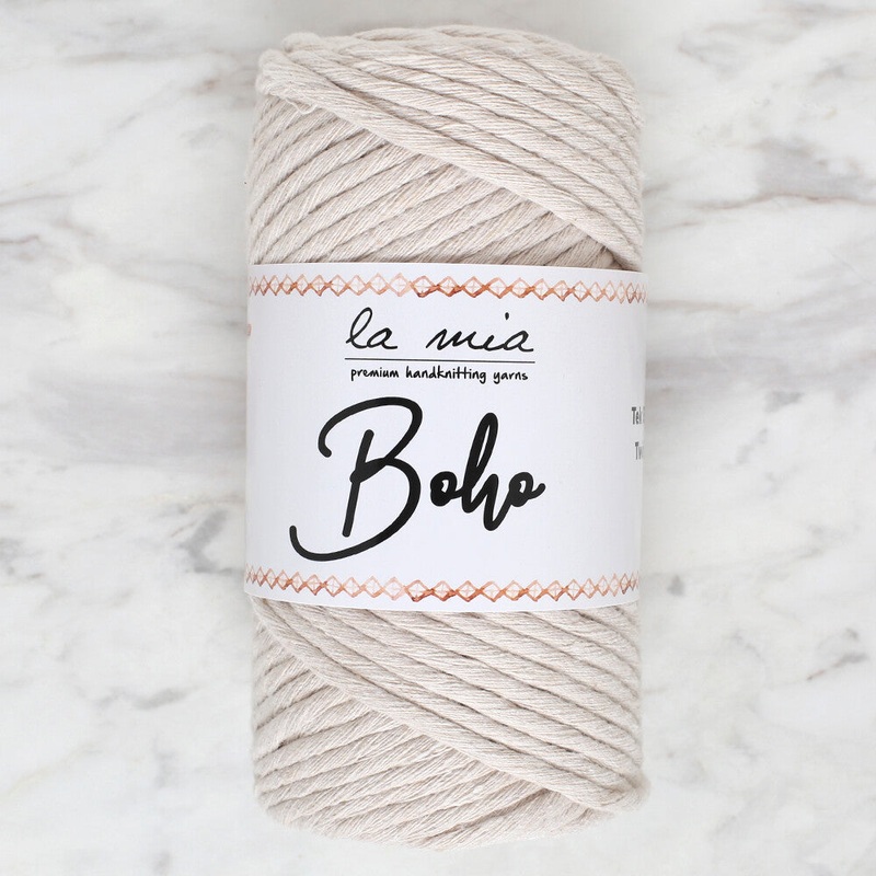 La Mia Boho Cotton Macrame Cord, Cream – L002