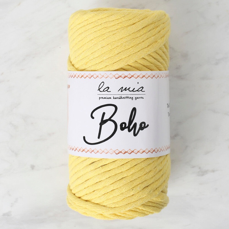 La Mia Boho Cotton Macrame Cord, Lemon Yellow  – L186