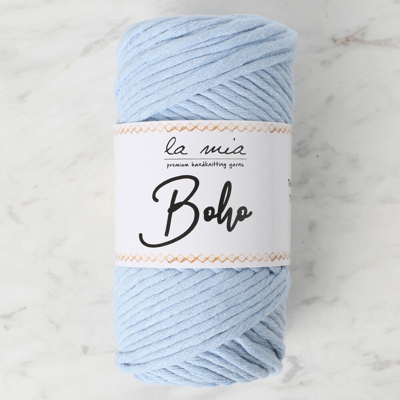 La Mia Boho Cotton Macrame Cord, Light Blue – L069