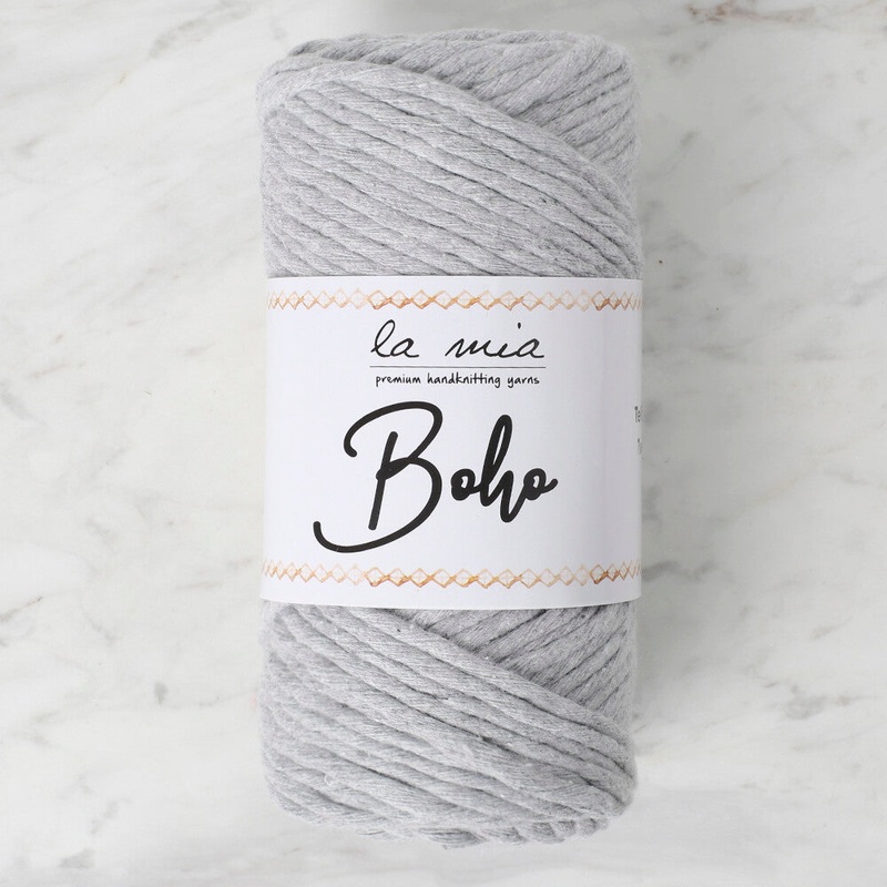 La Mia Boho Cotton Macrame Cord, Light Grey – L044
