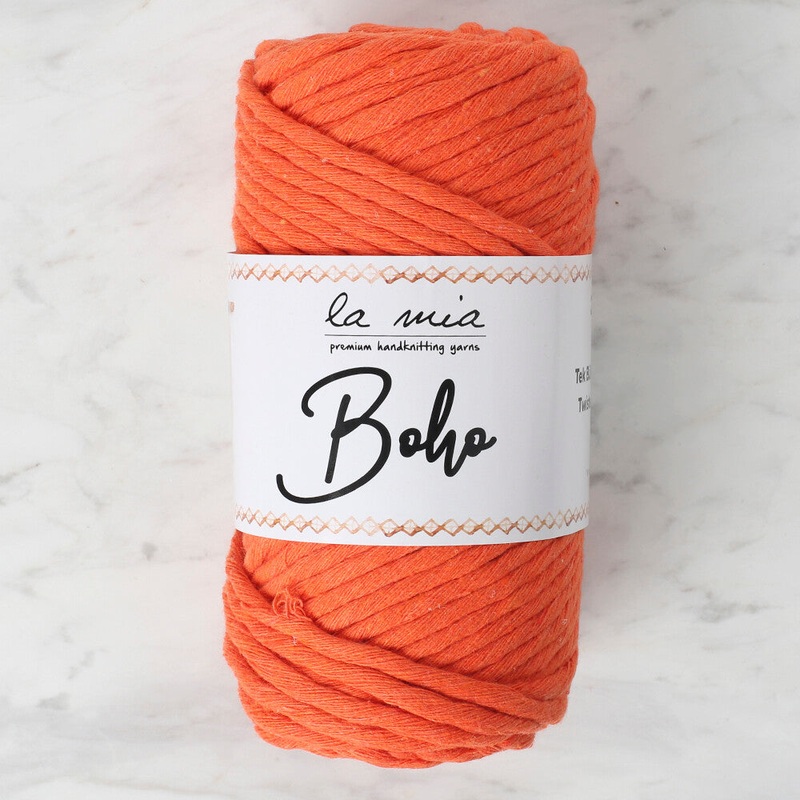 La Mia Boho Cotton Macrame Cord, Orange – L150