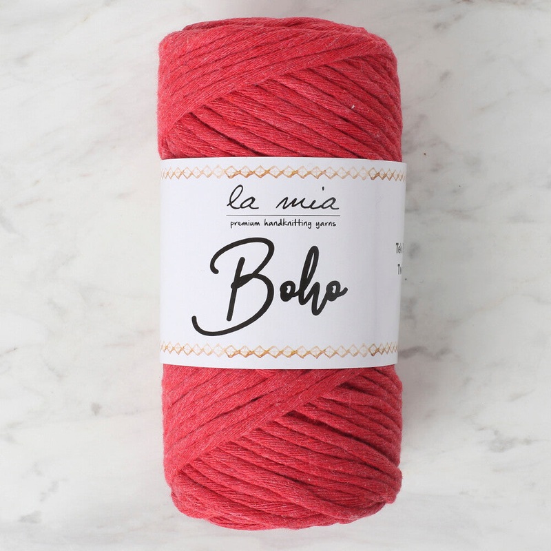La Mia Boho Cotton Macrame Cord, Red – L033