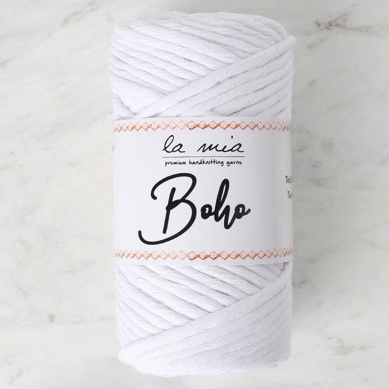 La Mia Boho Cotton Macrame Cord, White – L001