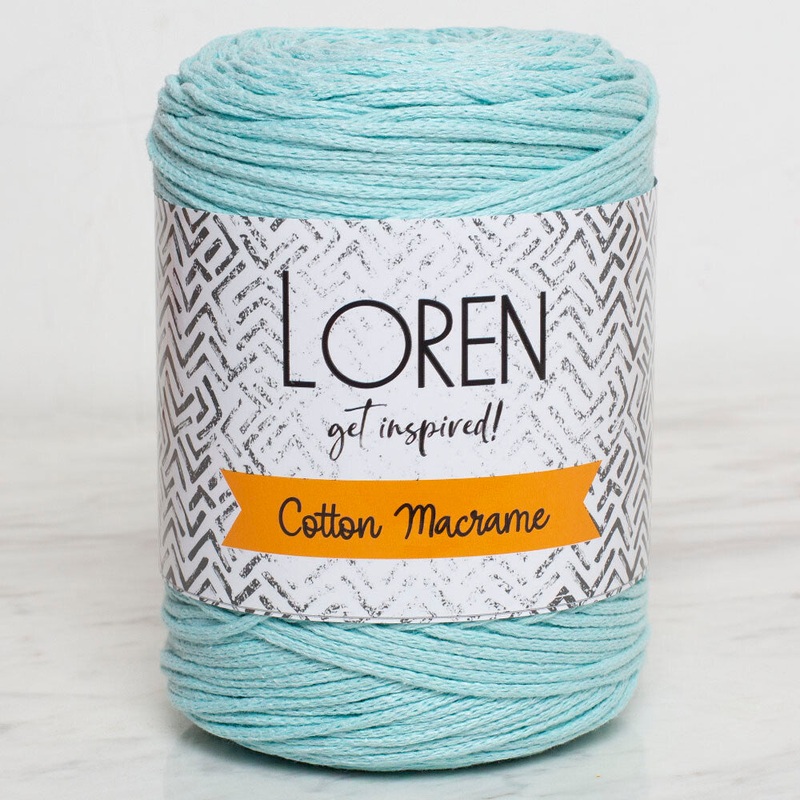 Loren Cotton Macrame Yarn, Cyan – R058