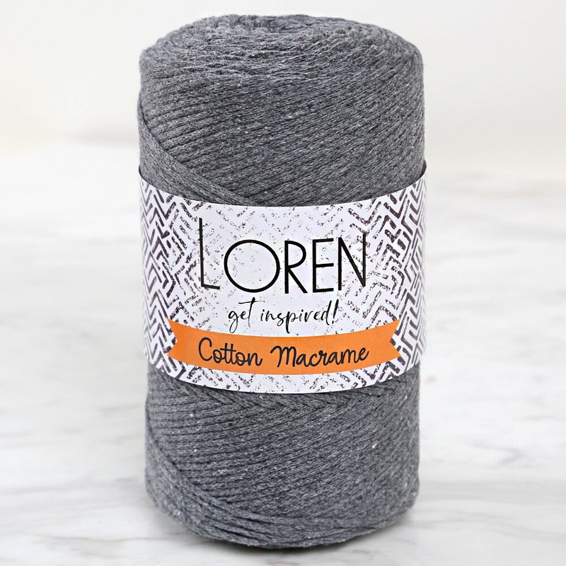 Loren Cotton Macrame Yarn, Grey – L081
