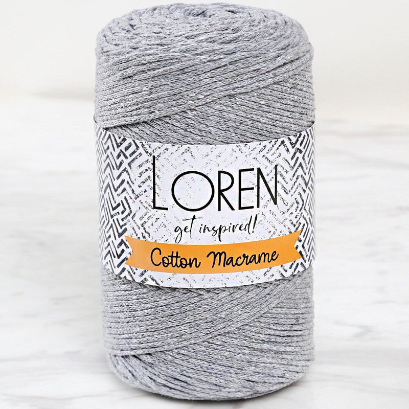 Loren Cotton Macrame Yarn, Grey – L082