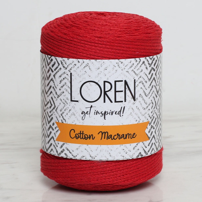 Loren Cotton Macrame Yarn, Red – R095