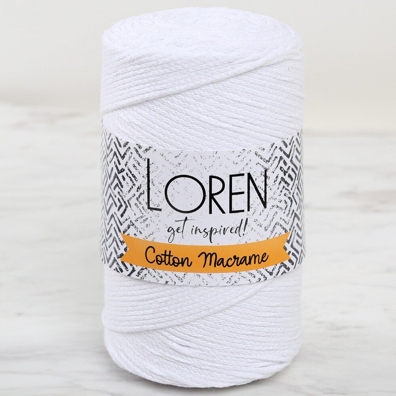 Loren Cotton Macrame Yarn, White – L001
