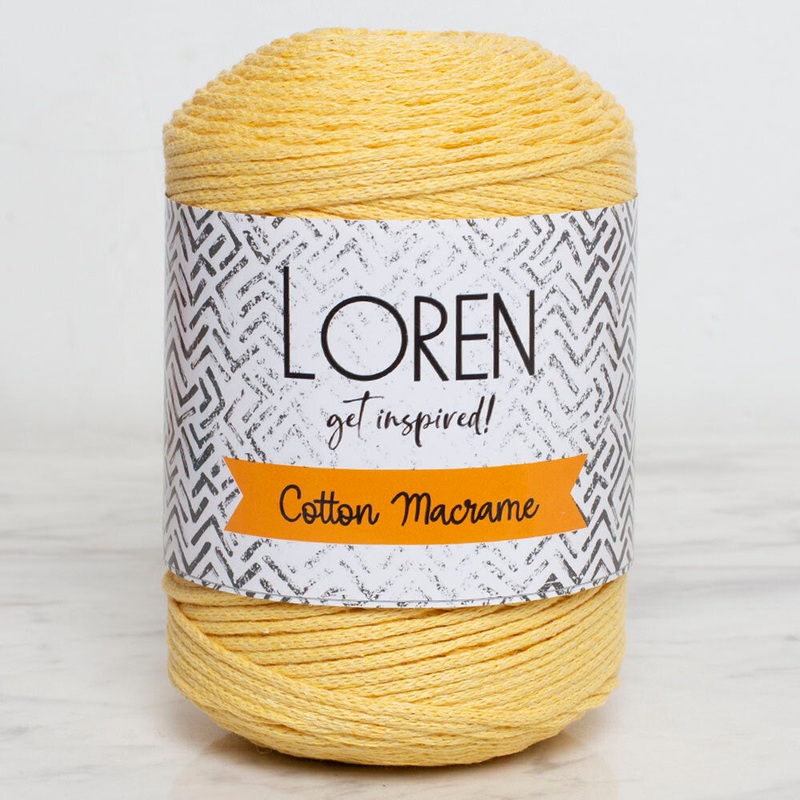 Loren Cotton Macrame Yarn, Yellow – R086