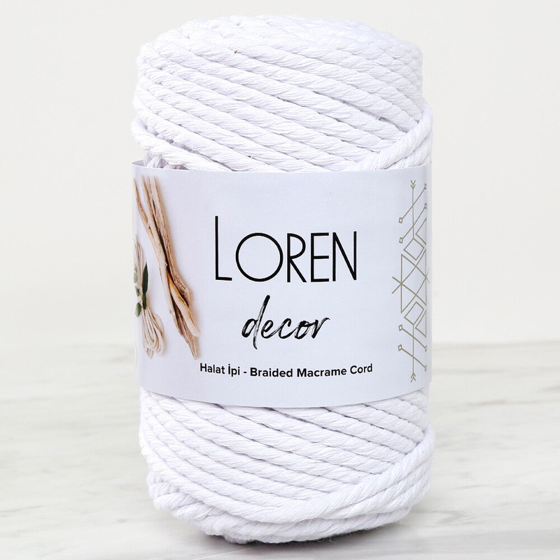Loren Decor Macrame Yarn, White – L001