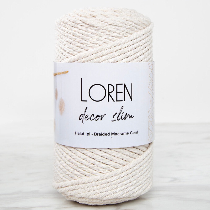 Loren Decor Slim Macrame Yarn, Cream – L002