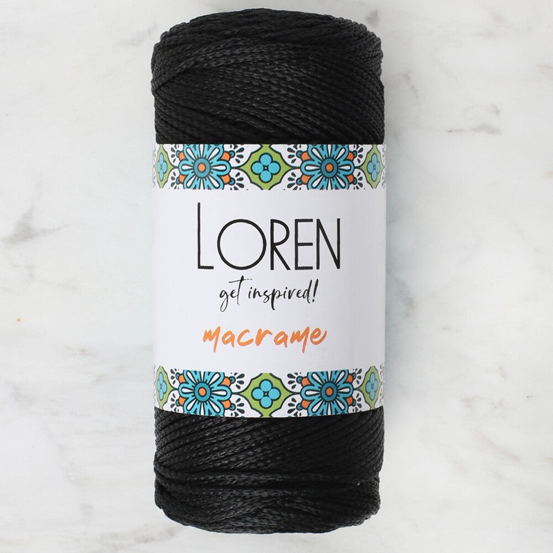 Loren Macrame Knitting Yarn, Black – RM 001