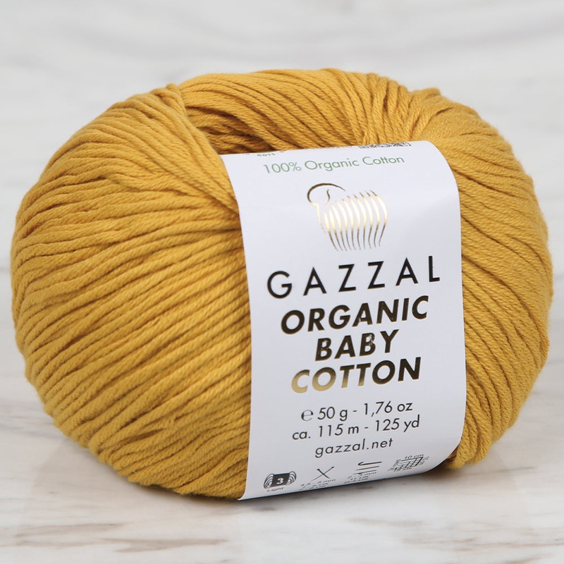 Gazzal Organic Baby Cotton Yarn, Mustard – 447