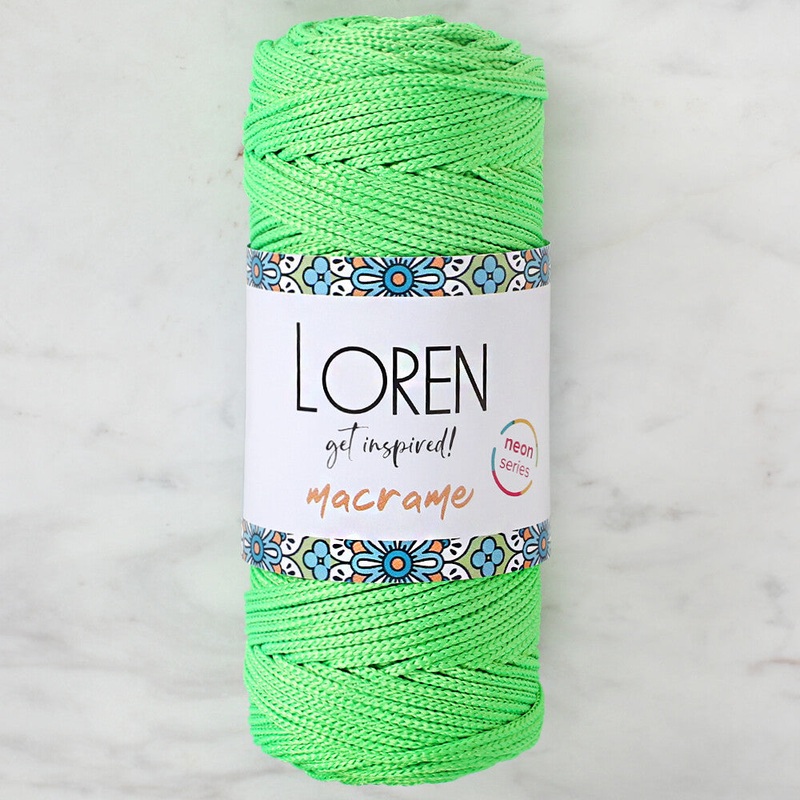 Loren Macrame Knitting Yarn, Neon Green – L115