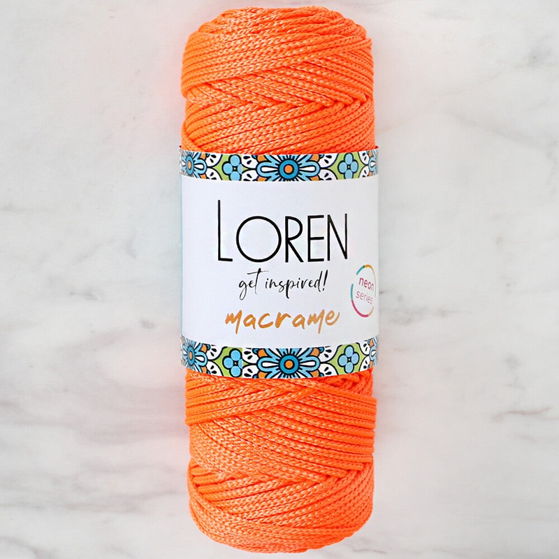 Loren Macrame Knitting Yarn, Neon Orange – L113