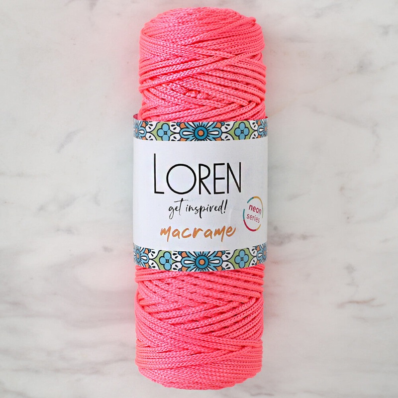 Loren Macrame Knitting Yarn, Neon Pink – L116