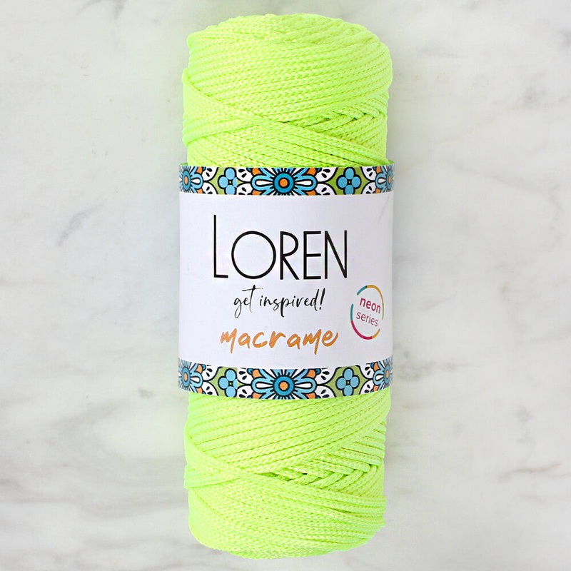 Loren Macrame Knitting Yarn, Neon Yellow – L114
