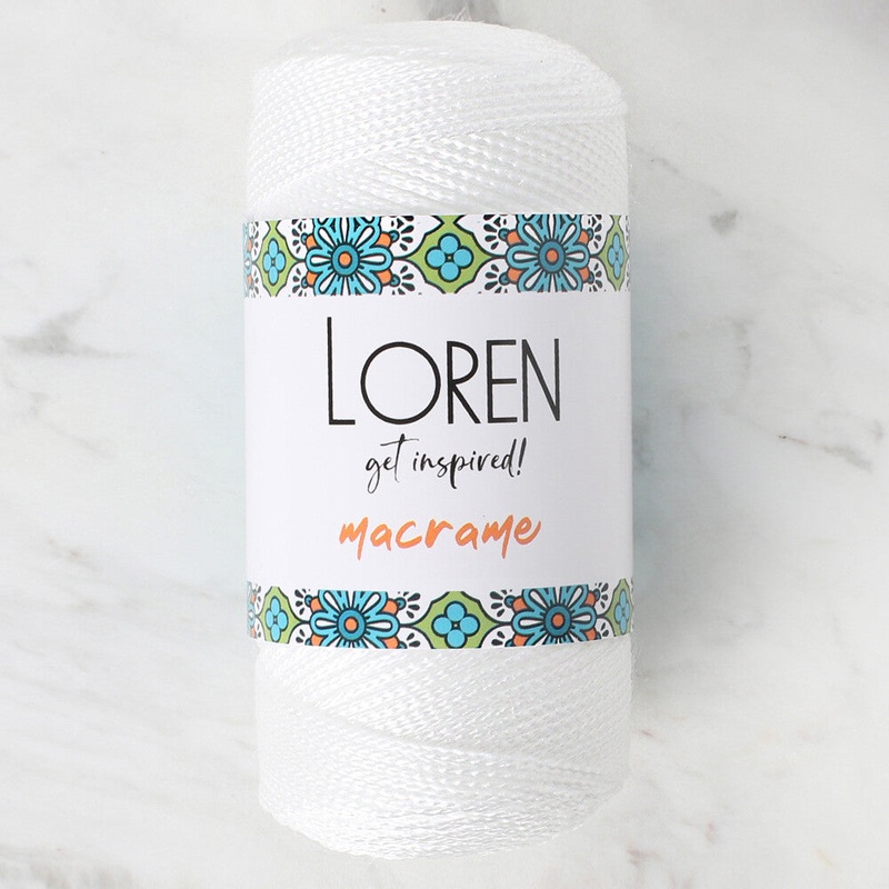 Loren Macrame Knitting Yarn, White – RM 002