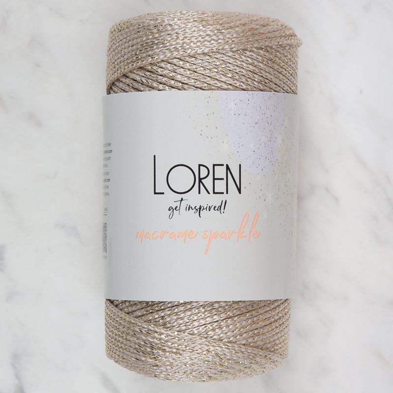Loren Macrame Sparkle Hand Knitting Yarn, Glitter Beige – RM 48