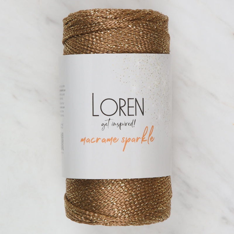 Loren Macrame Sparkle Hand Knitting Yarn, Glitter Brown  – RM 200