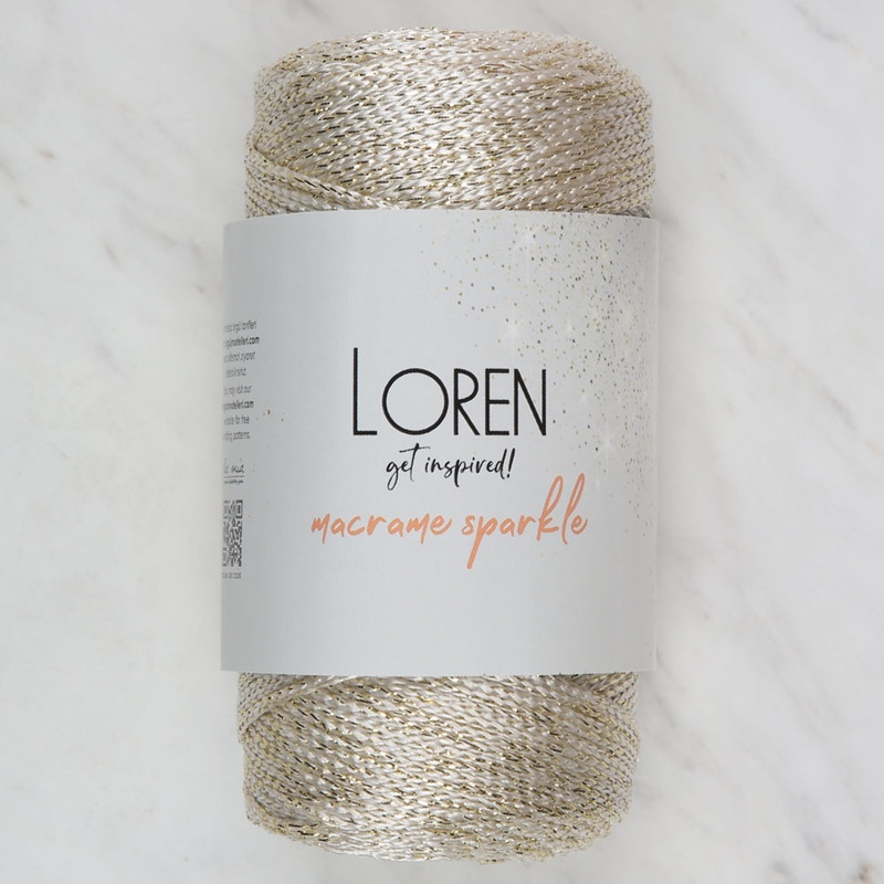 Loren Macrame Sparkle Hand Knitting Yarn, Glitter Cream – RM 16
