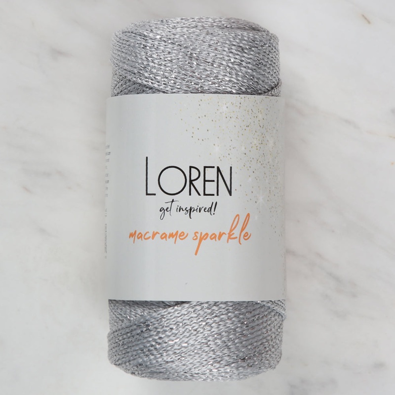 Loren Macrame Sparkle Hand Knitting Yarn, Glitter Grey – RM 60