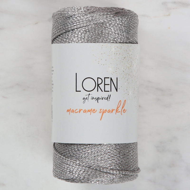 Loren Macrame Sparkle Hand Knitting Yarn, Glitter Grey – RM 67