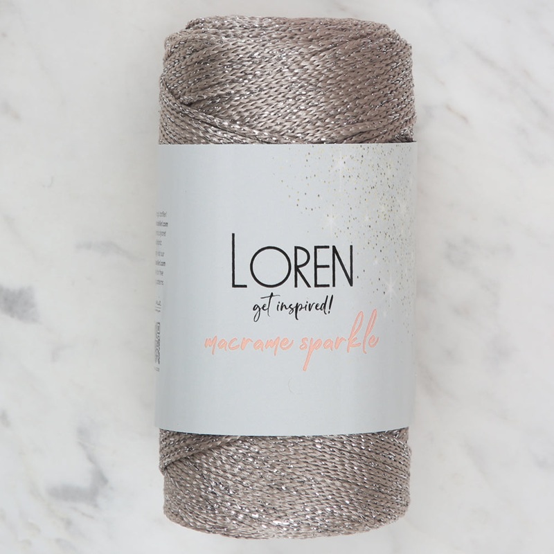 Loren Macrame Sparkle Hand Knitting Yarn, Glitter Mink – RM 40