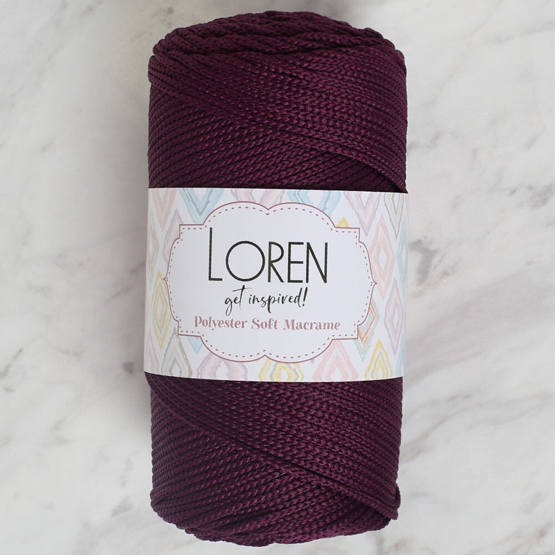 Loren Polyester Soft Macrame Yarn, Aubergine – LM038