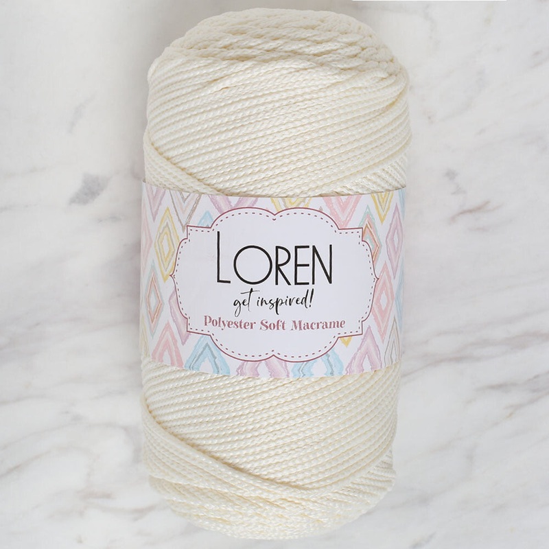 Loren Polyester Soft Macrame Yarn, Cream – LM003