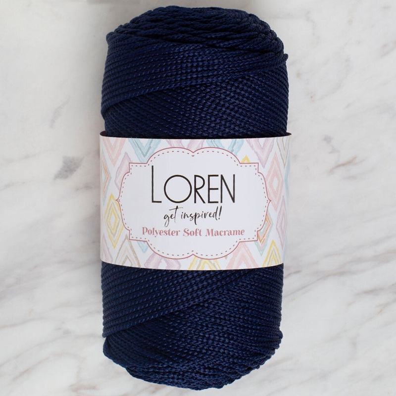 Loren Polyester Soft Macrame Yarn, Dark Navy Blue – LM030