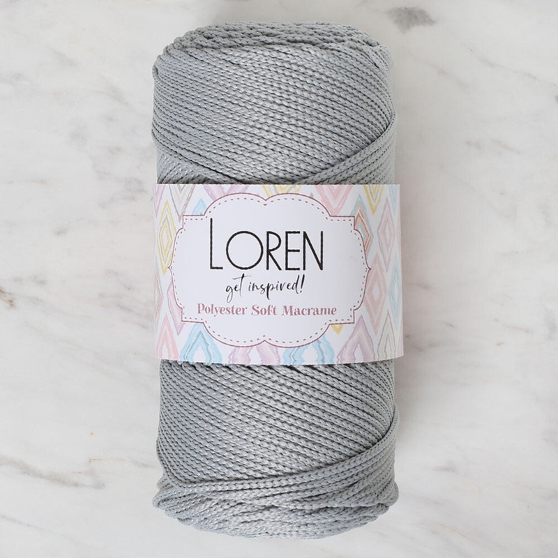 Loren Polyester Soft Macrame Yarn, Light Grey – LM036