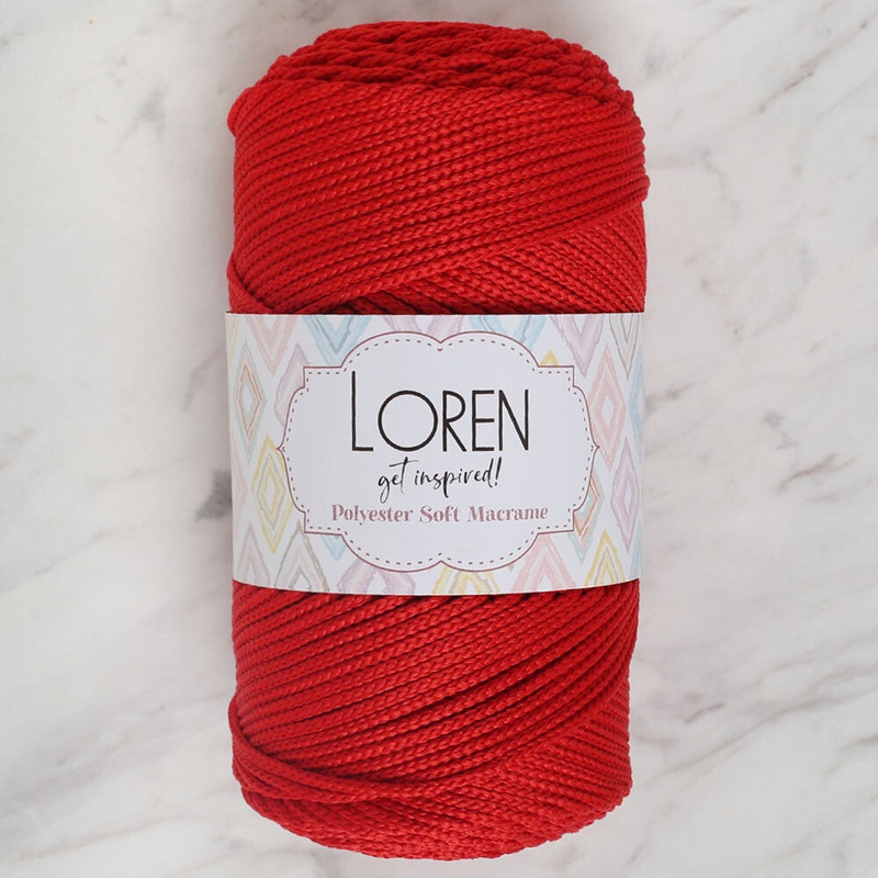 Loren Polyester Soft Macrame Yarn, Red – LM019