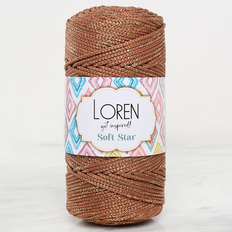 Loren Soft Star Macrame Yarn, Thread Gold Glittery Brown – RM106