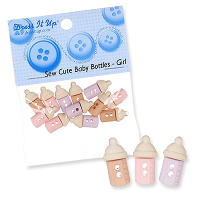 Dress It Up Creative Button Assortment, Cute Baby Bottle Girl – 6939