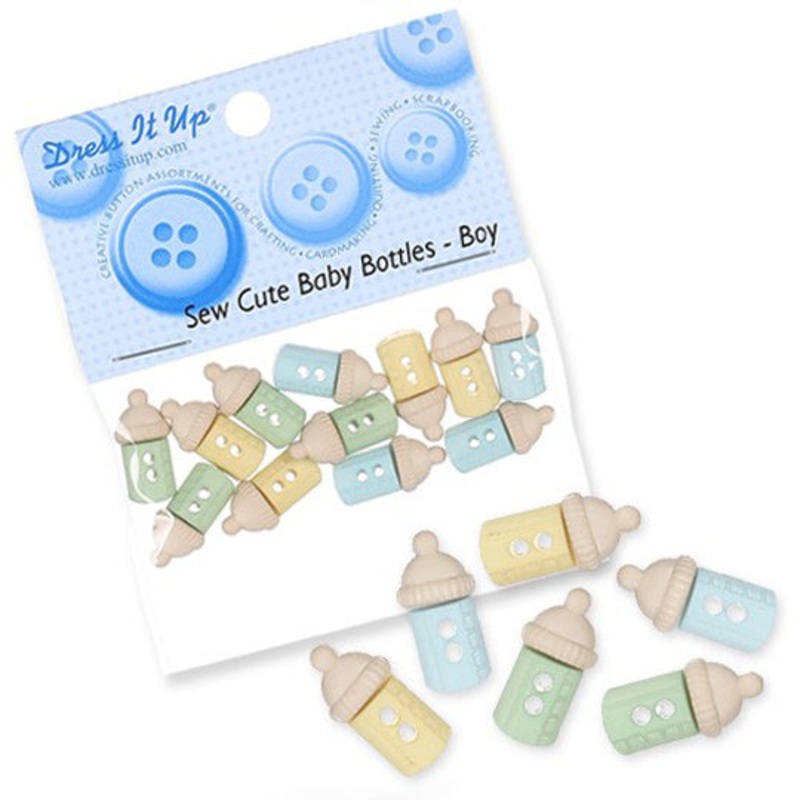 Dress It Up Creative Button Assortment, Cute Baby Bottles Boy – 6938