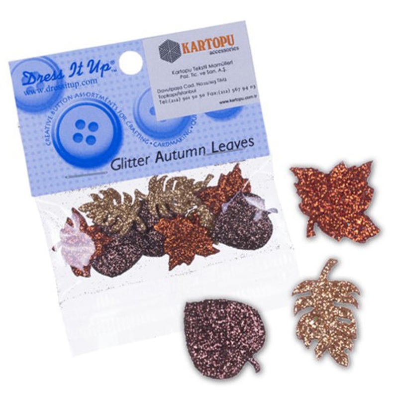 Dress It Up Creative Button Assortment, Glitter Autumn Leaves – 4420