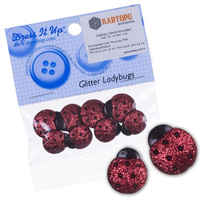 Dress It Up Creative Button Assortment, Glitter Ladybugs – 4426