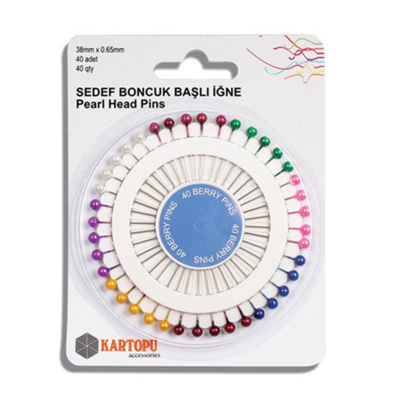 Kartopu 40-Piece Colorful Pearl Head Pins – K002.1.0023