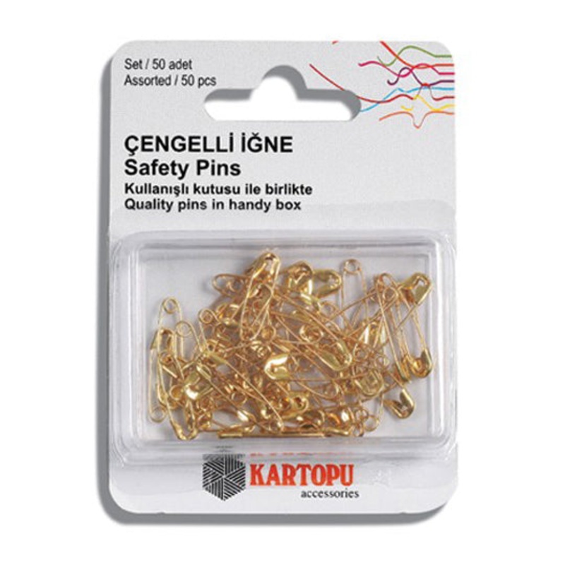 Kartopu 50-Piece Golden, Safety Pins, Gold Colour – K002.1.0030